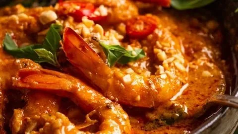 Bowl of authentic Panang Curry made from scratch with fresh ingredients.
