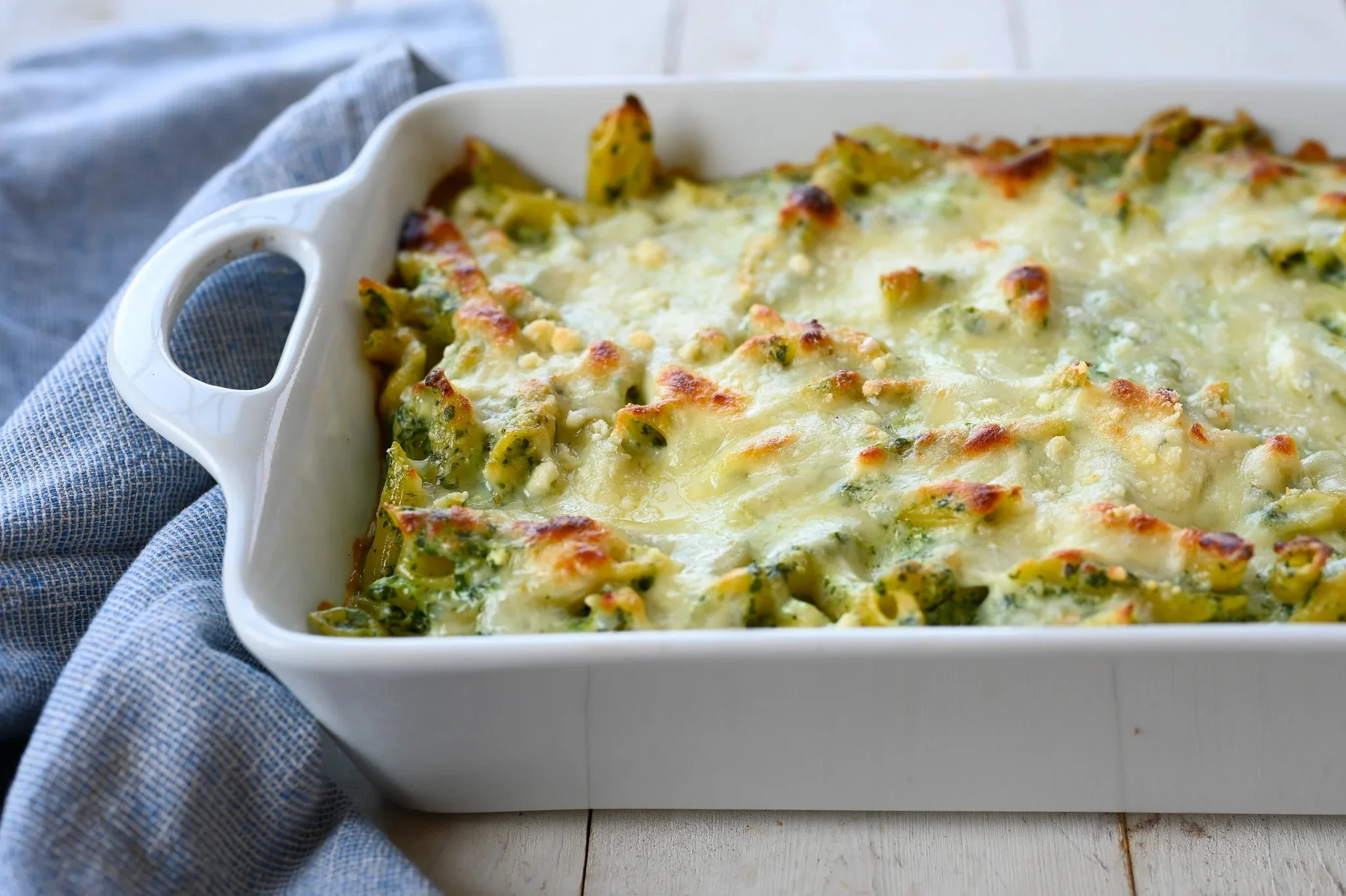 Baked Penne with Spinach Ricotta Fontina