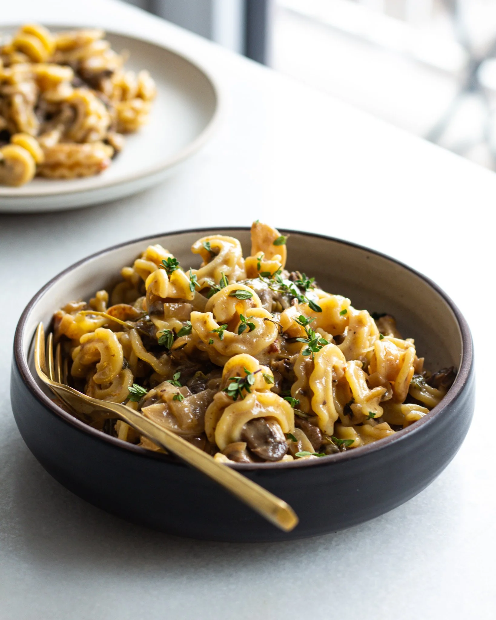 Caramelized Mushroom & Goat Cheese Pasta