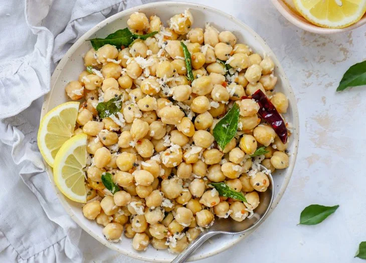 Delicious Chickpea Sundal made with spices and fresh herbs