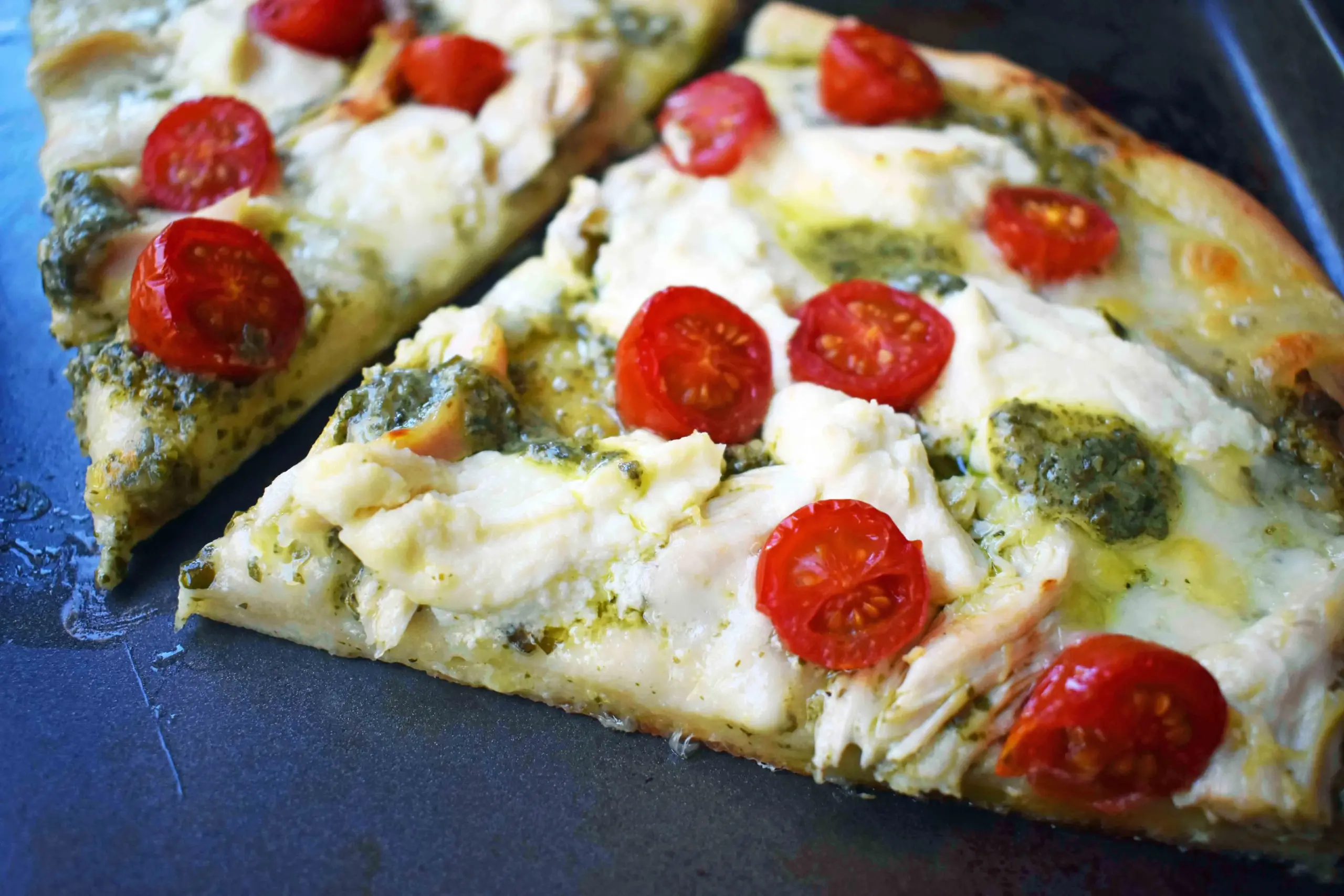 Crispy Pesto Chicken Pizza
