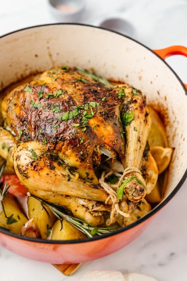 Dutch Oven Roast Chicken with Vegetables