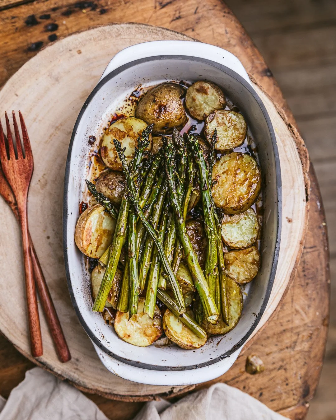 Green Asparagus and Balsamic Roasted Potatoes