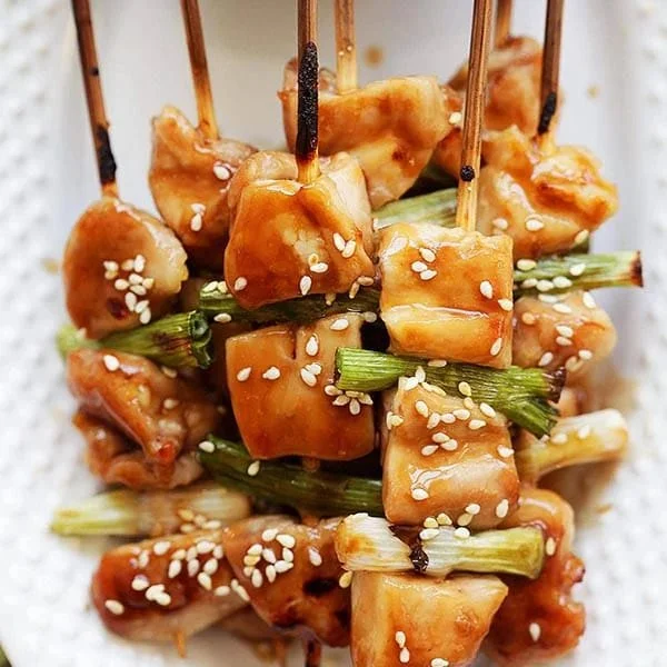Delicious grilled chicken yakitori skewers ready to serve