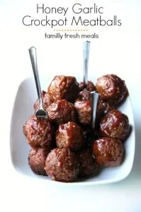 Honey Garlic Slow Cooker Meatballs served in a bowl