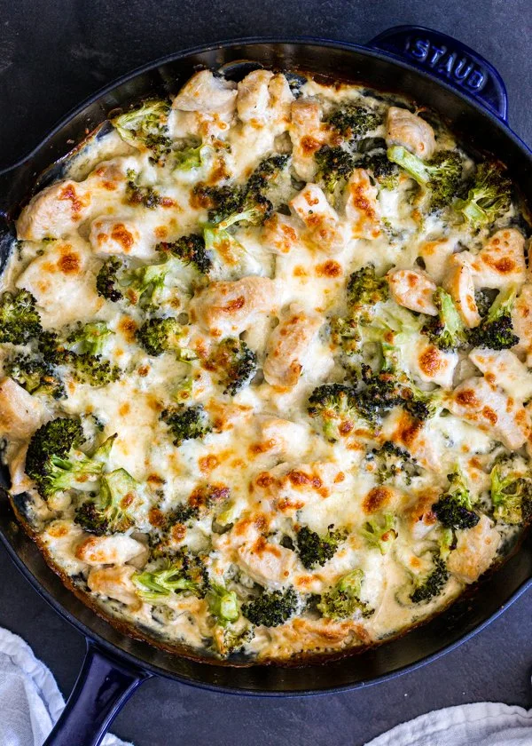 Low-Carb Creamy Chicken Casserole served in a dish