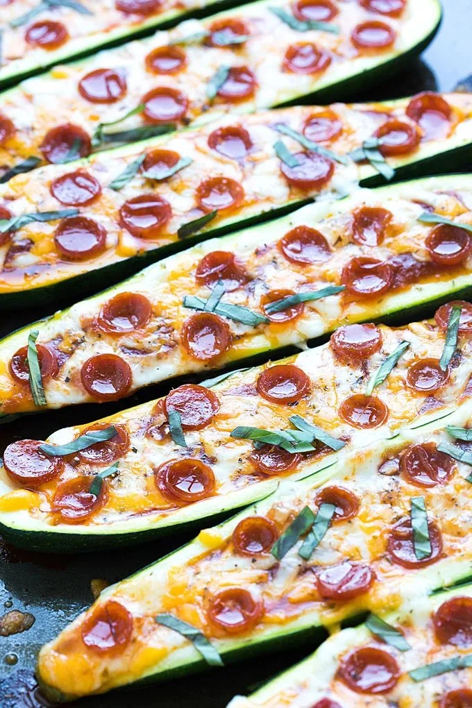 Pizza Stuffed Zucchini Boats