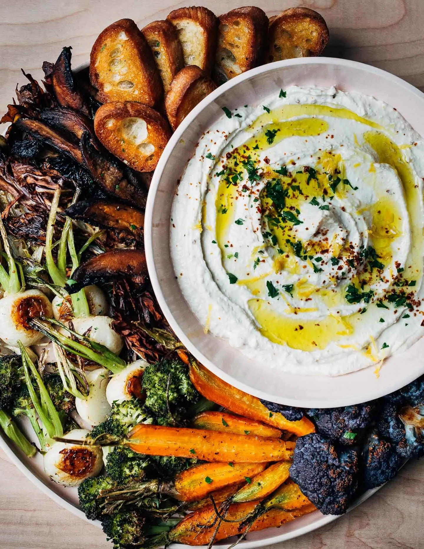 Roasted Vegetable Platter with Feta Dip