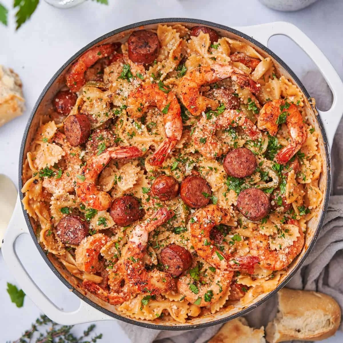 Spicy Cajun Shrimp Sausage Pasta