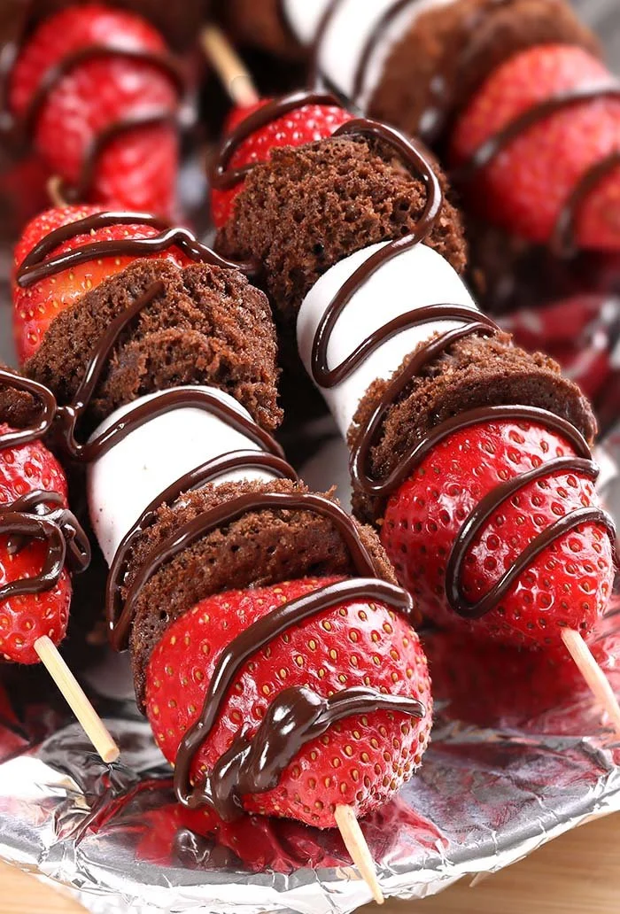 Strawberry Brownie Skewers