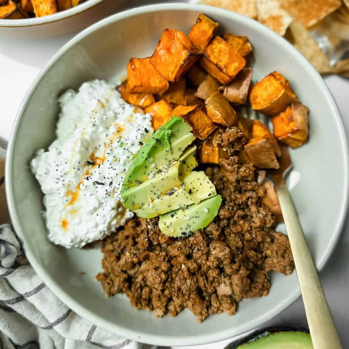 Sweet Potato Hot Honey Beef Bowls