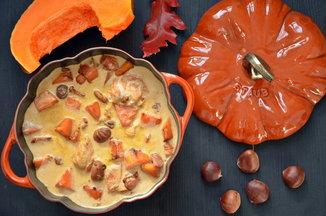 Turkey Blanquette with Chestnuts and Pumpkin